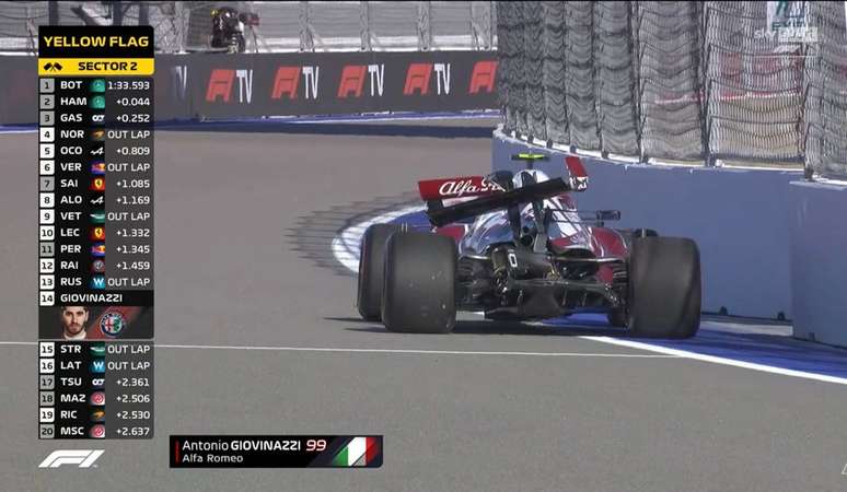 Antonio Giovinazzi ficou com a traseira da Alfa Romeo bem avariada após acidente 