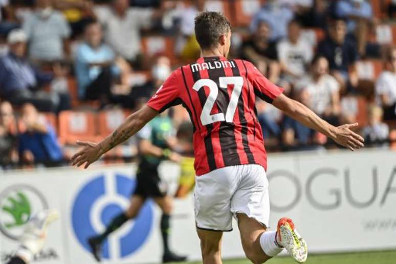 Daniel Maldini marcou o primeiro gol da vitória do Milan sobre o Spezia (ALBERTO PIZZOLI / AFP)