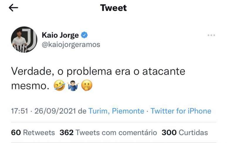 Kaio Jorge ironizou o Santos nas redes sociais após a derrota para o Juventude (FOTO: Reprodução)