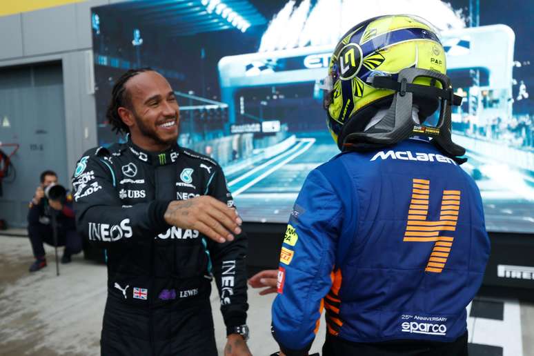  Hamilton e Norris após a corrida.