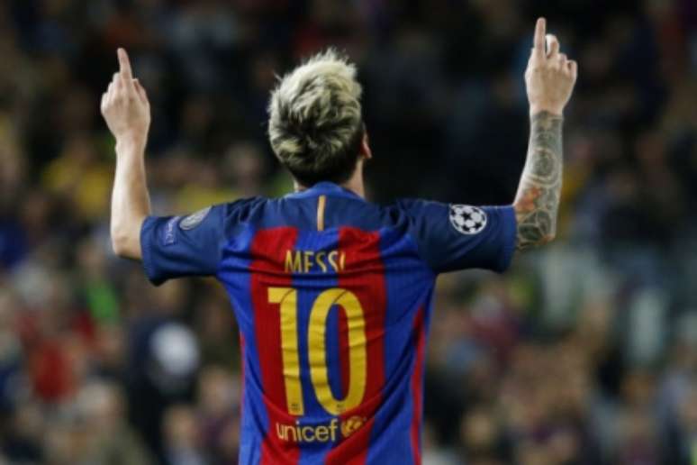 Messi marcou hat-trick em goleada do Barça contra o City (Foto: PAU BARRENA / AFP)