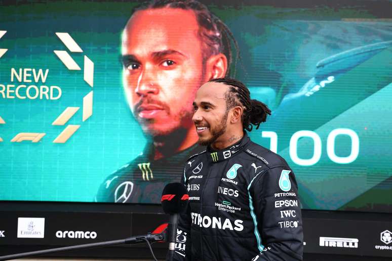 Lewis Hamilton festeja a histórica vitória 100 na Fórmula 1: 
