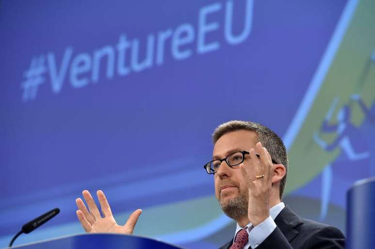 Carlos Moedas durante entrevista coletiva em Bruxelas
10/04/2018 REUTERS/Eric Vidal