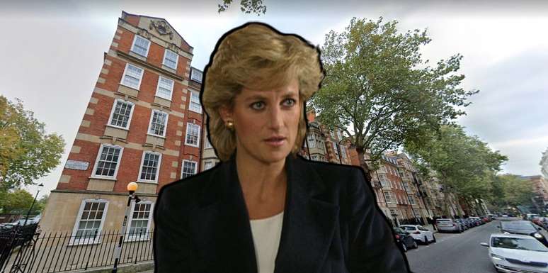 Diana diante do prédio onde viveu antes de se tornar a Princesa de Gales e mulher mais fotografada do planeta