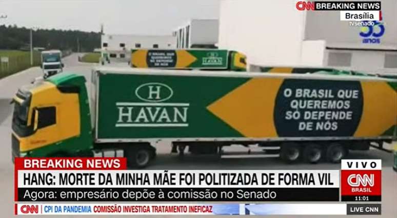 “Pois só a gente tem o manto e a alma verde e amarela”, diz o comercial da Havan exibido na CPI da Covid