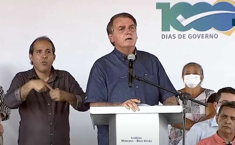 Bolsonaro durante cerimônia em Boa Vista, Roraima.