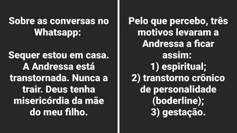 Nos Stories do Instagram, Thiago negou a traição.