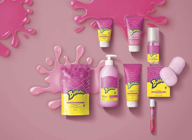 Ao todo, nova linha de beleza com cheiro de tuti frutti terá sete produtos licenciados com a marca Bubbaloo