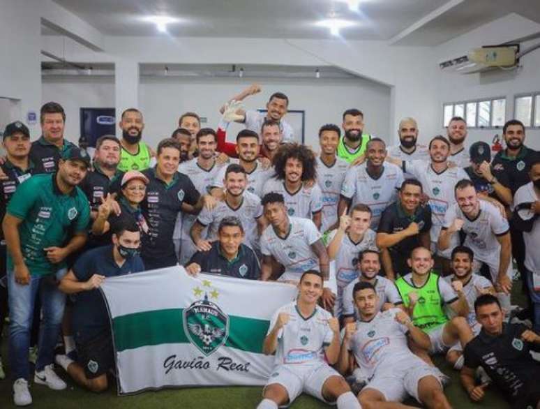 Elenco doManaus após vencer o Novorizontino (Ismael Foto/Divulgação/Manaus FC)