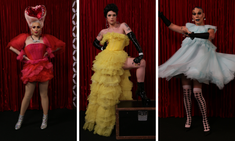 Penelopy, Rita e Ikaro com looks de tule (Fotos: E!Entertainment/Divulga&ccedil;&atilde;o)