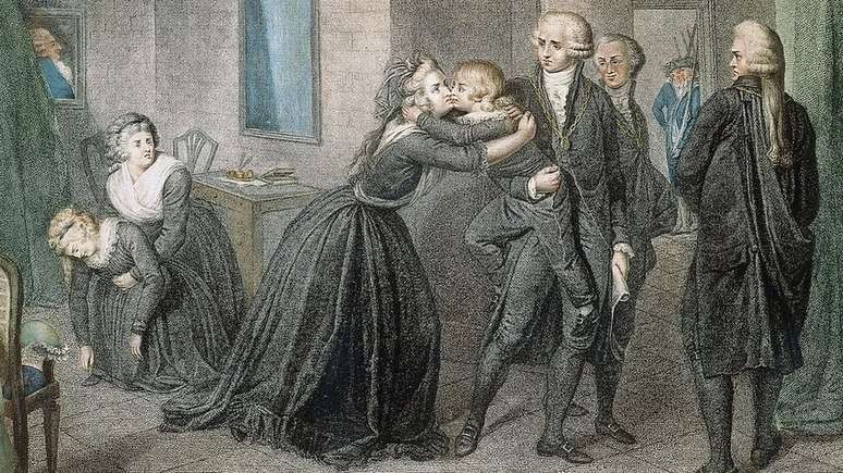 O delfim Luís Carlos é tirado dos braços da mãe, Maria Antonieta, em 1793