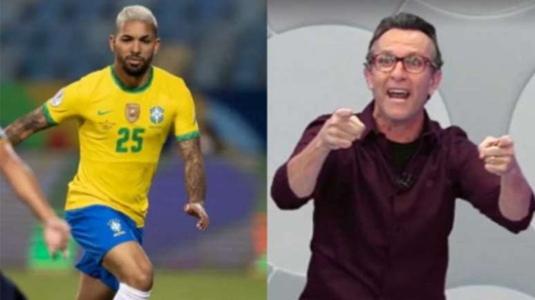 Neto criticou convocação de Douglas Luiz, que retrucou a fala do apresentador (Montagem LANCE!)