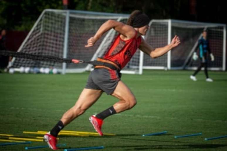 David Luiz no treino nesta quinta (Foto: Alexandre Vidal / Flamengo)