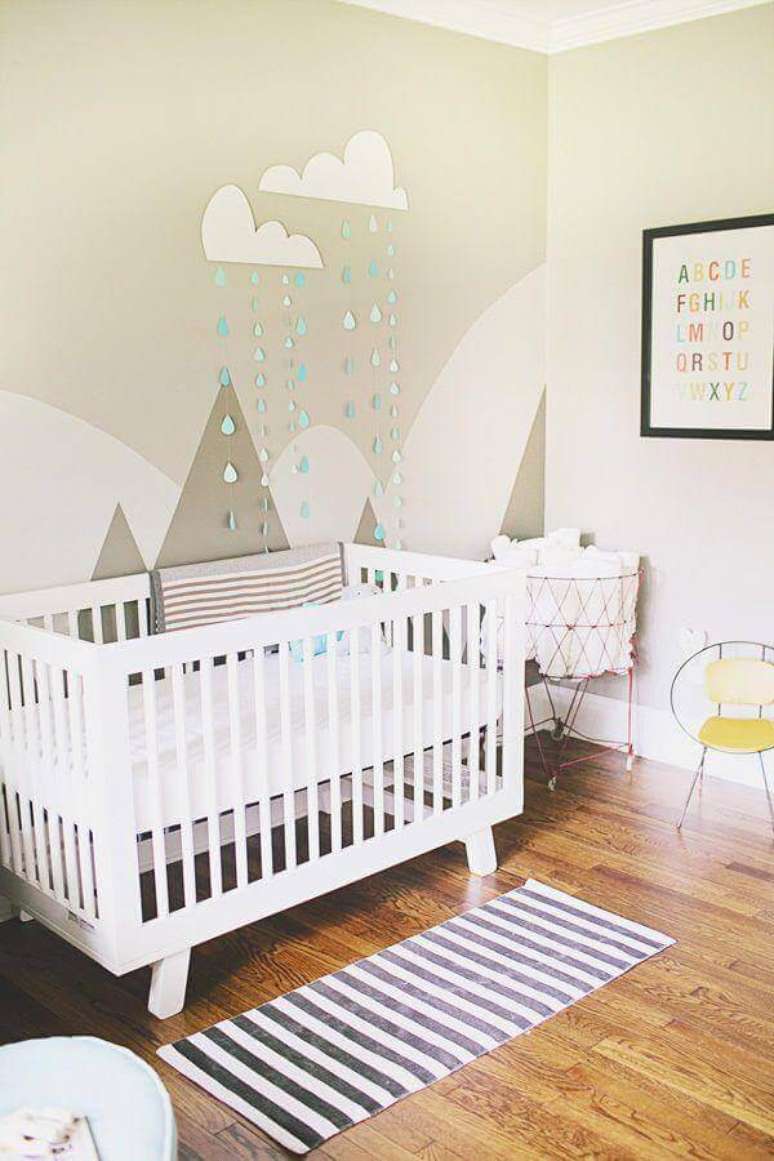 18. Cores neutras para decoração de quarto de bebê unissex simples – Foto: Decor Fácil