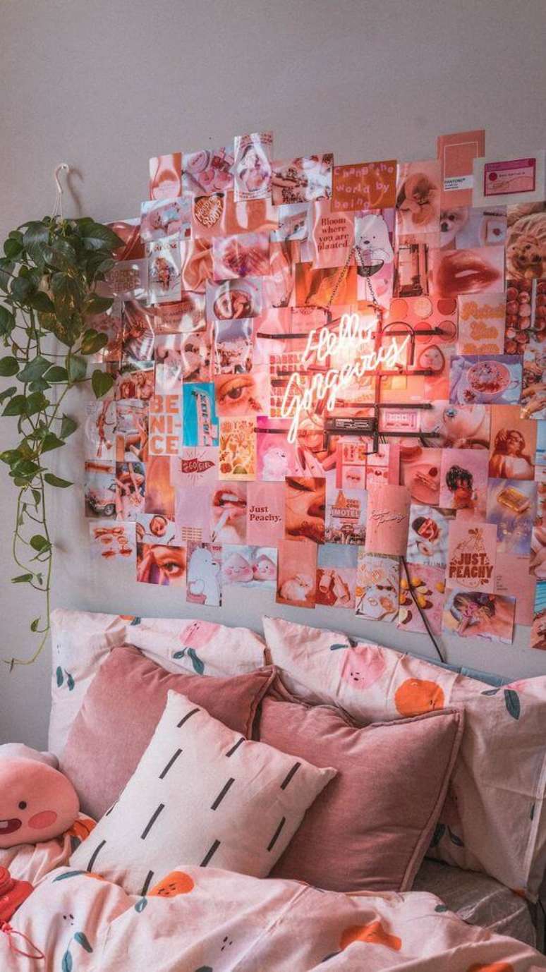 6. Decoração estilo indie em tons de rosa e cinza – Foto Etsy