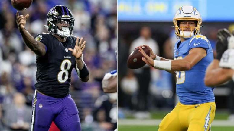 Lamar Jackson x Justin Herbert é o duelo aguardado deste domingo (17) de NFL (Reprodução / Baltimore Ravens / Twitter)