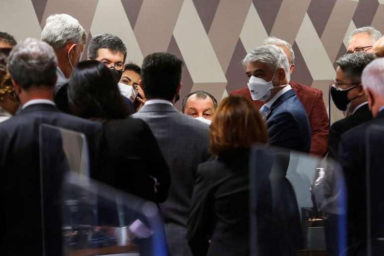 Integrantes da CPI da Covid no Senado antes de reuni&atilde;o do colegiado
02/09/2021 REUTERS/Adriano Machado