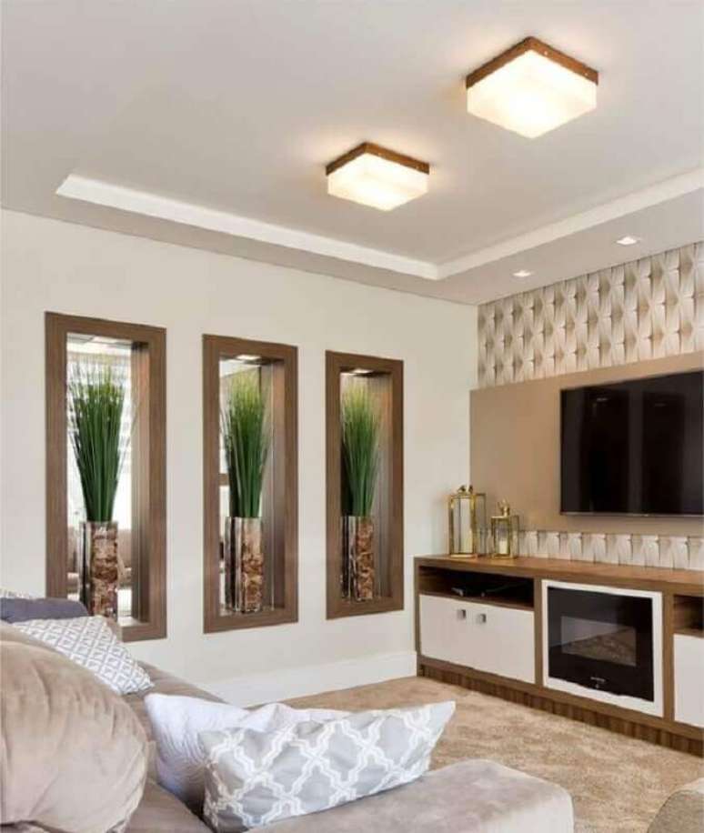 5. Ideia de iluminação para sala de estar decorada em cores neutras – Foto: Accord Iluminacao