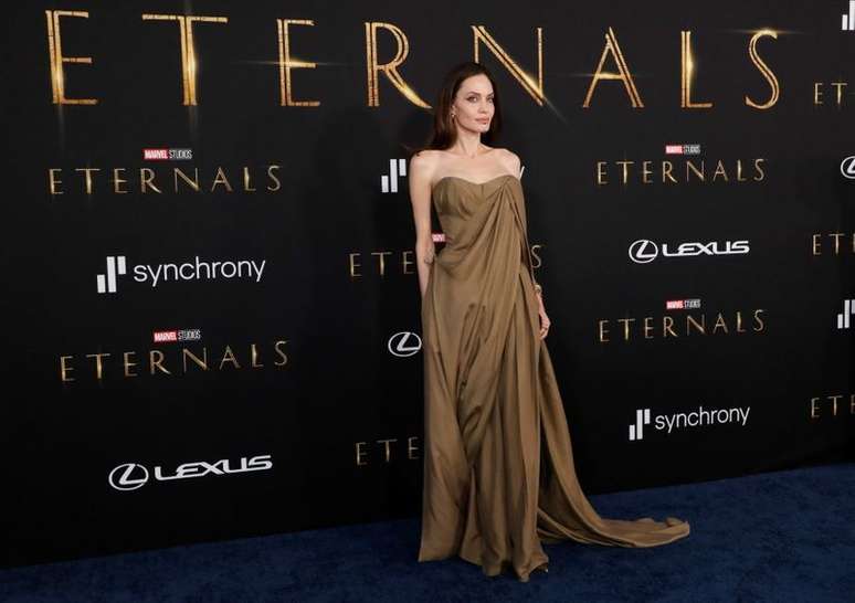 Angelina Jolie durante pr&eacute;-estreia de "Eternos" em Los Angeles
18/10/2021 REUTERS/Mario Anzuoni