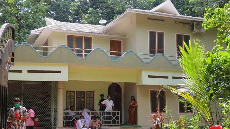O assassinato ocorreu no térreo desta casa no distrito de Kollam
