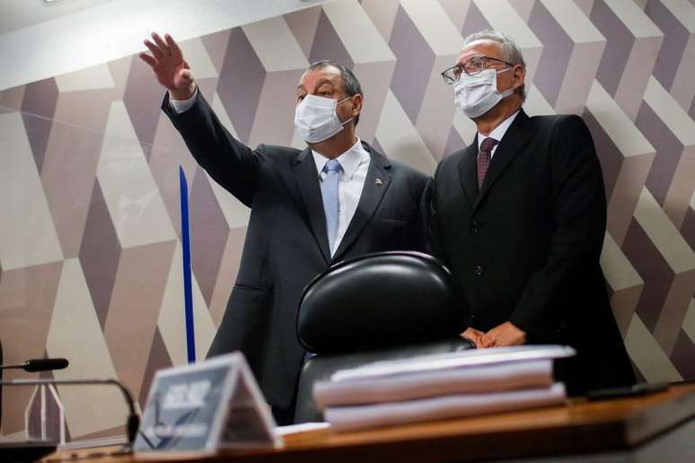 Presidente da CPI da Covid, Omar Aziz, e relator da comiss&atilde;o, Renan Calheiros
20/10/2021
REUTERS/Adriano Machado