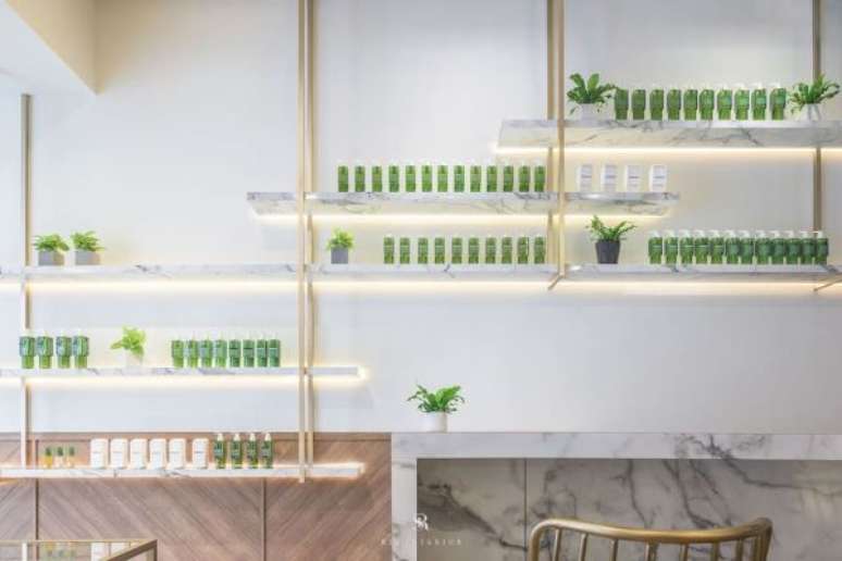 38. Prateleira de m&aacute;rmore com led &ndash; Foto Kid Interior