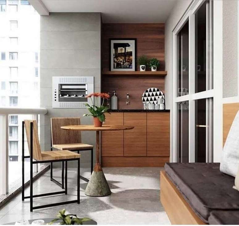 70. Modelos de cadeiras para varanda gourmet pequena com decora&ccedil;&atilde;o moderna &ndash; Foto: Decor F&aacute;cil