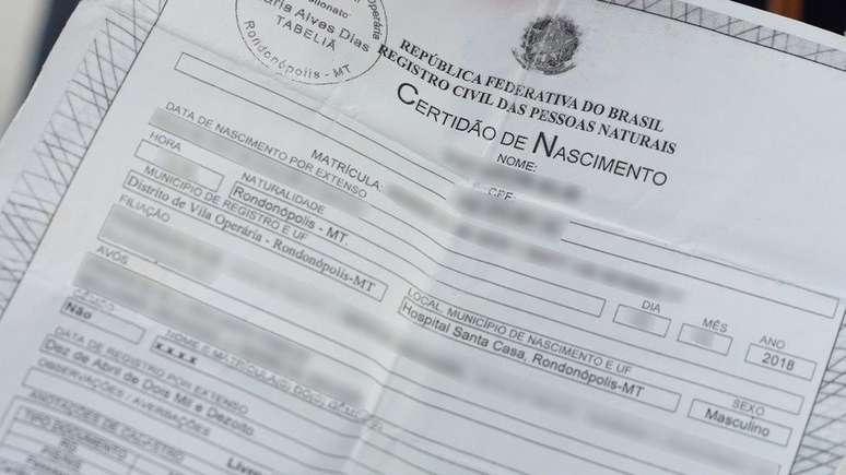 Documento brasileiro que comprova a nacionalidade de Carlos, filho de 3 anos do haitiano Patrick, que quer ser repatriado ao Brasil