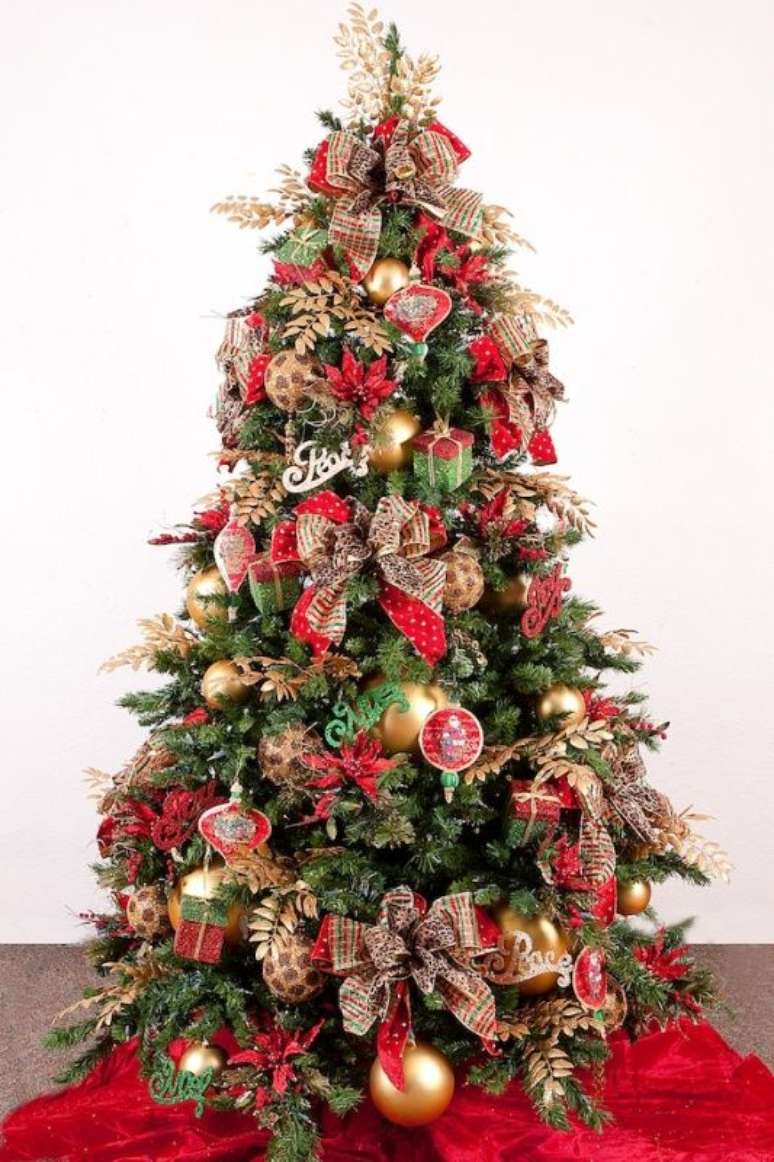 50. Laços para árvore de natal vermelha dourada e verde – Foto Pouted