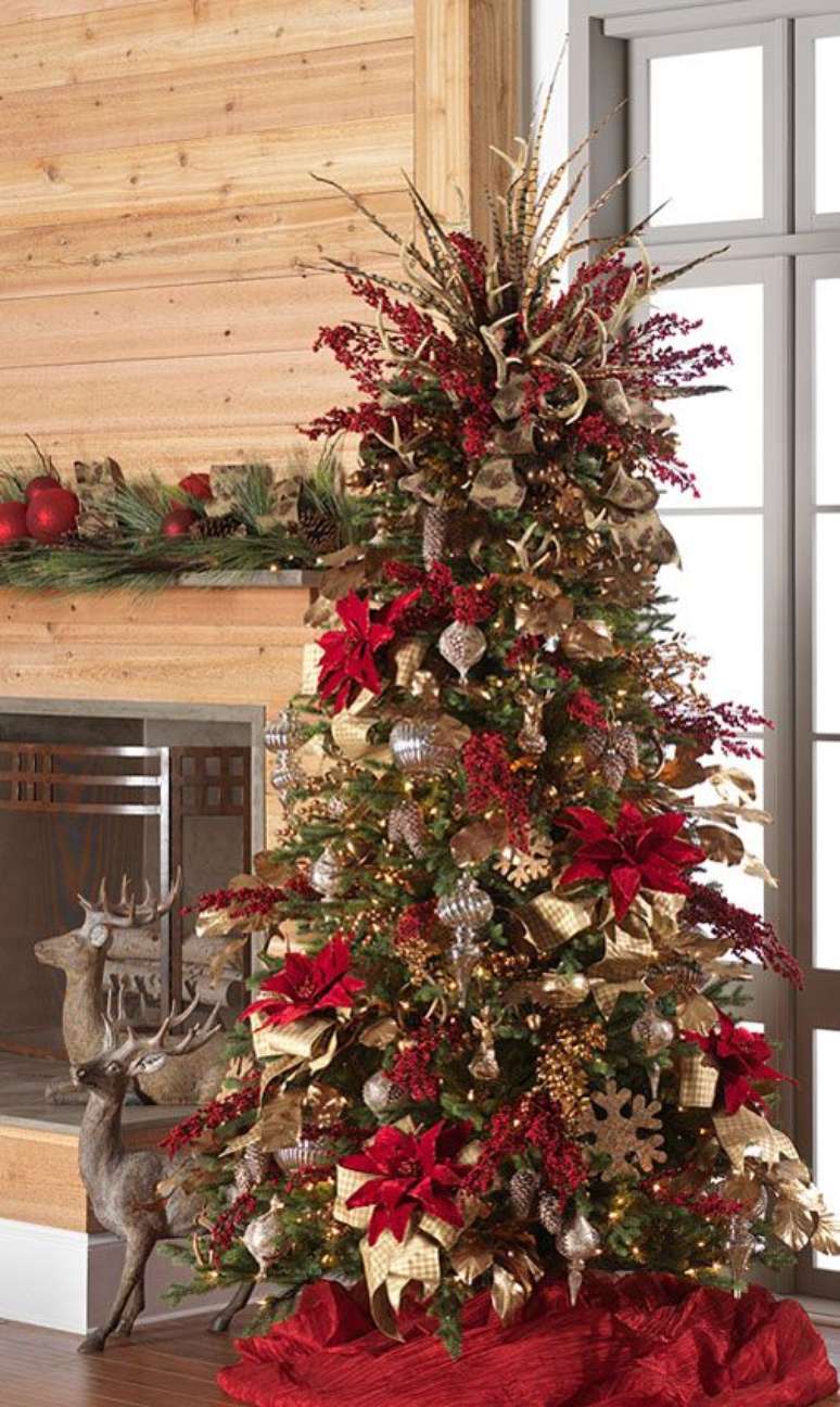 51. Laços para árvore de natal vermelha e dourada -Foto Trendy Tree