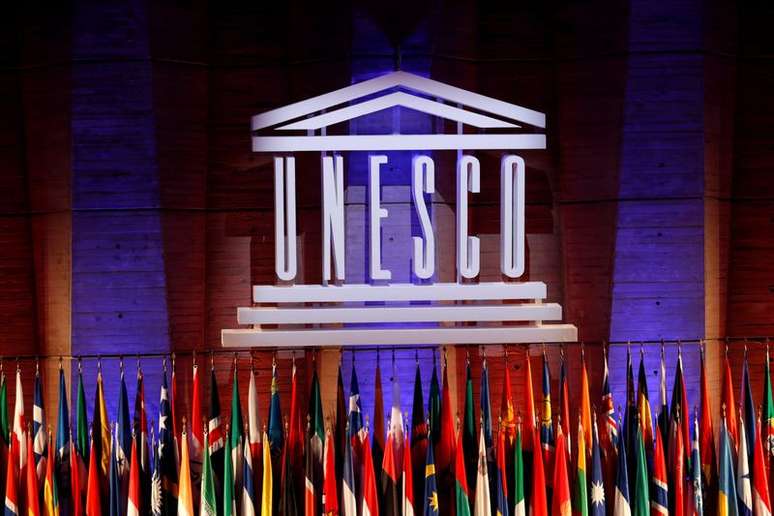 Logo da Unesco em abertura de conferência da organização em sua sede, em Paris
30/10/2017
REUTERS/Philippe Wojazer