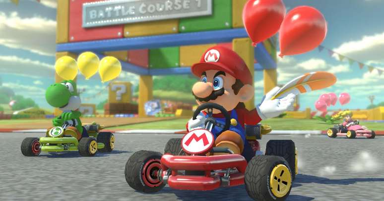Assim como a maioria de seus games, Mario e seus amigos compõem o excelente jogo de corrida para o Nintendo Switch.