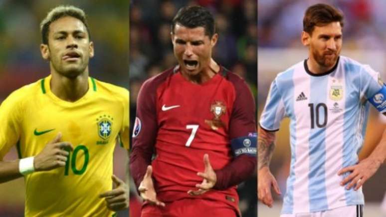 Neymar, CR7 e Messi são jogadores que alcançaram números do Rei (Fotos: Mauro Horita - AFP - AFP)