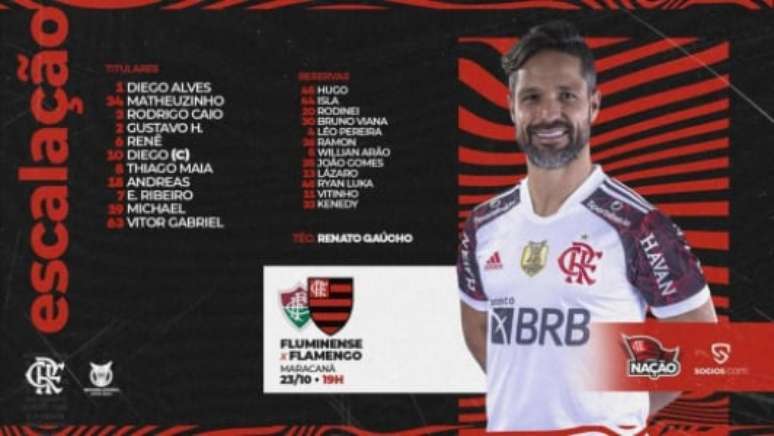 A escalação do Flamengo para o Fla-Flu (Foto: Divulgação / CRF)