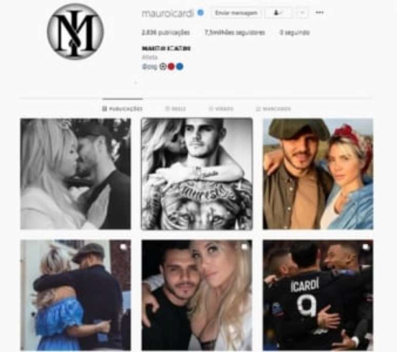 Desde o inicio da treta, Icardi só postou cinco fotos , todas ao lado da esposa (Foto: Reprodução/Instagram)