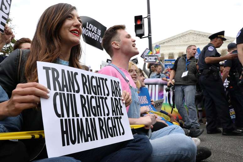 Protesto LGBT em Washington, nos EUA