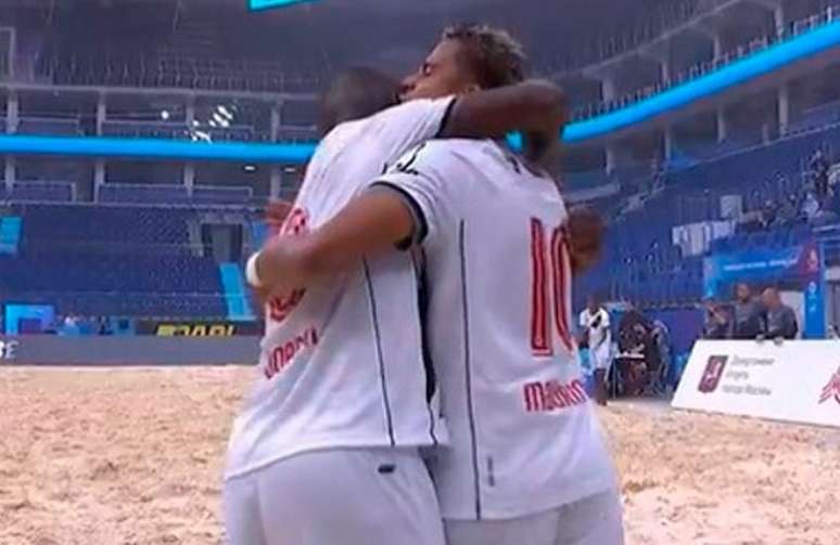 Vasco ficou com o terceiro lugar no Mundialito de futebol de areia, em Moscou (Foto: Reprodução TV)
