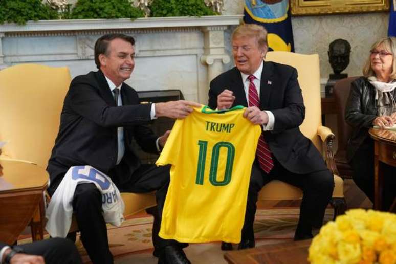 Bolsonaro e Trump durante encontro na Casa Branca, em março de 2019