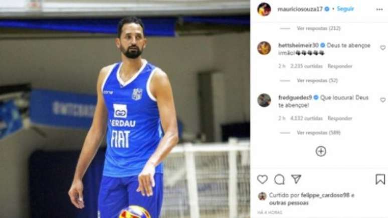 Fred comentou na publicação de Maurício Souza (Foto: Reprodução / Instagram)