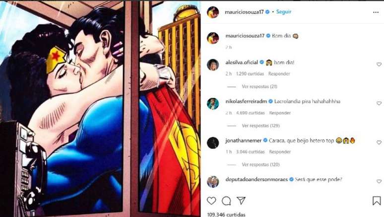 Mauricio Souza usou imagem de Super-Homem beijando Mulher Maravilha para ironizar episódio que culminou em sua saída do Minas