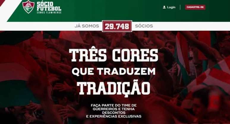 Fluminense lançou novo site para os sócios, mas ainda sem planos reformulados (Foto: Reprodução/Fluminense)