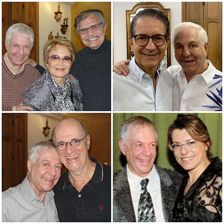 Giannini com clientes-amigos: Tarcísio Meira e Gloria Menezes, Carlos Tramontina, Marcos Caruso e Olga Bongiovanni