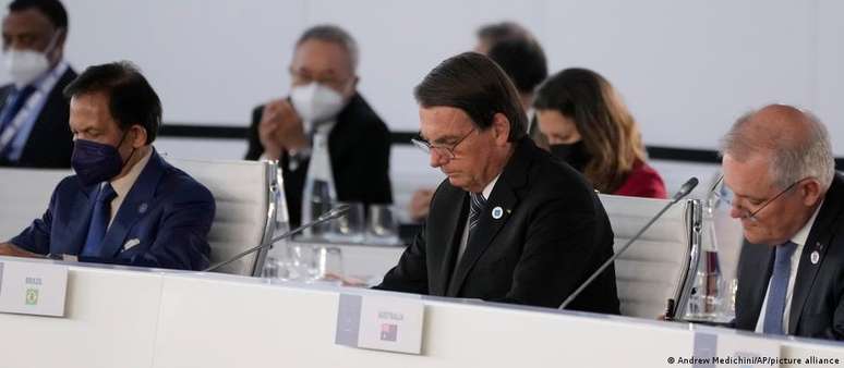 Bolsonaro durante a cúpula do G20 em Roma, que antecede a COP26
