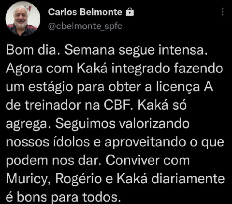 Publicação de Carlos Belmonte nas redes sociais. (Foto: Reprodução)