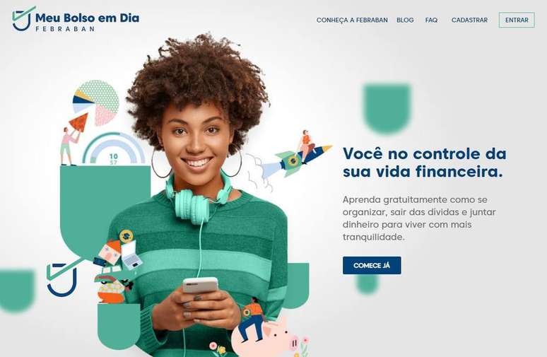 O portal de finanças pessoais Meu Bolso em Dia. 