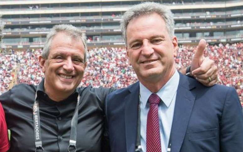 Bap ao lado de Rodolfo Landim, presidente do Flamengo desde janeiro de 2019 (Foto: Alexandre Vidal/Flamengo)