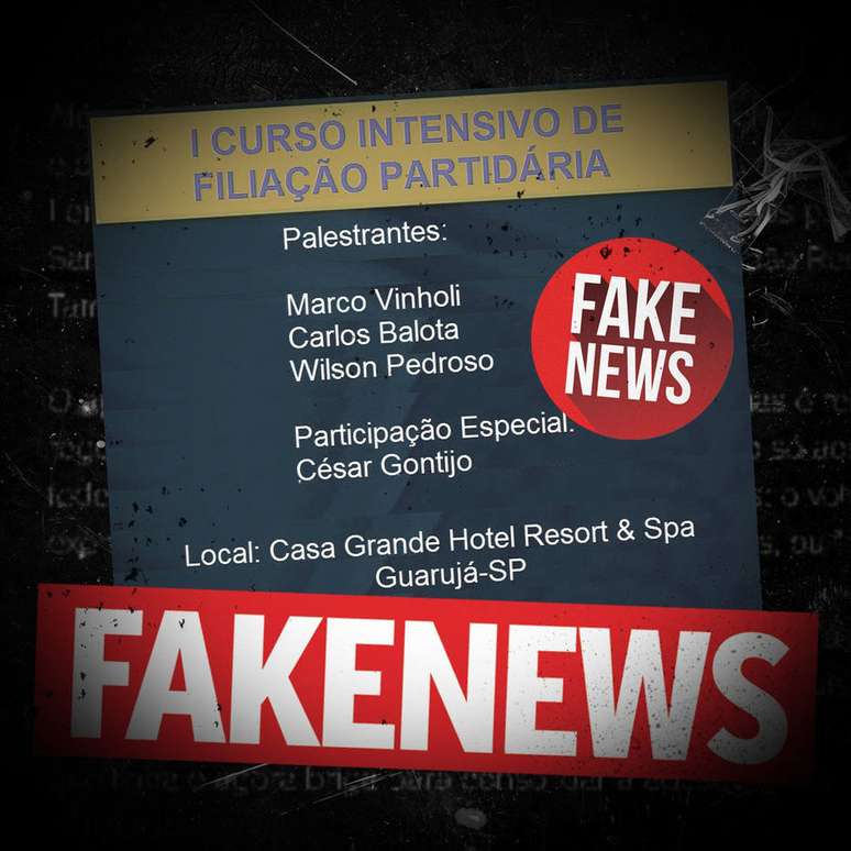 Mensagem apócrifa contra a campanha de Doria, que reagiu usando um selo de 'fake news'