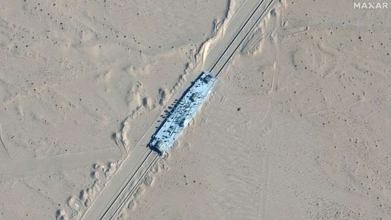 Imagem de satélite de uma das estruturas no deserto de Taklamakan, na China