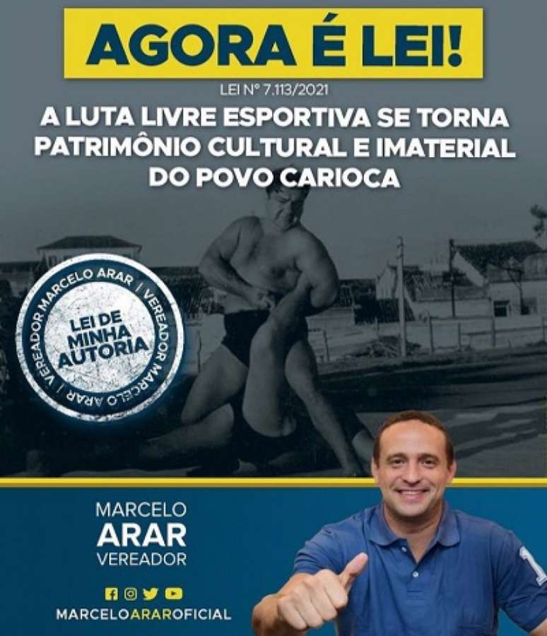 Projeto liderado por Marcelo Arar tornou Luta Livre esportiva patrimônio cultural do Rio (Foto: Divulgação)