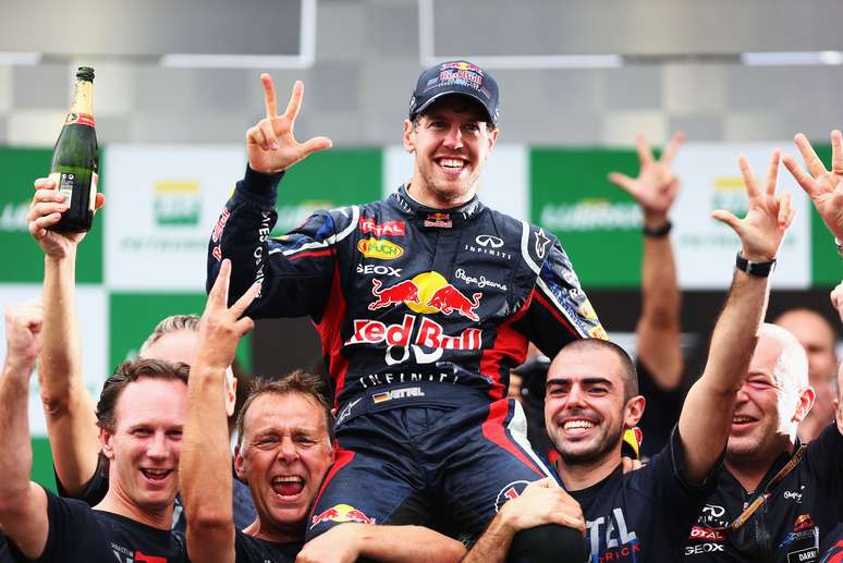  Sebastian Vettel comemorando seu terceiro título 